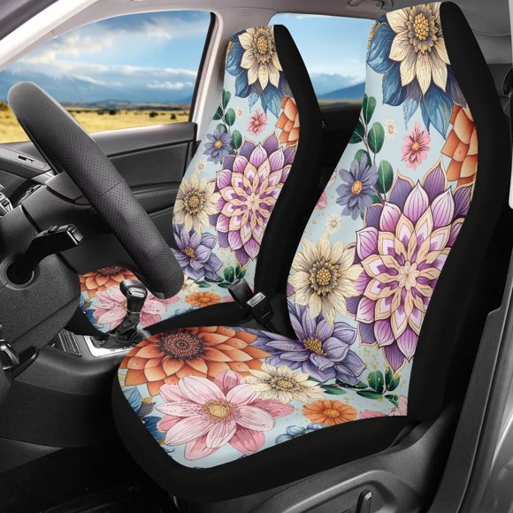 Binienty Boho Mandala Car Front Seat Covers Protectors Set of 2 Pack Anti-Slip Seat Cover with, Interior Decor Car Accessories, Universal Fit for Car SUV Trucks