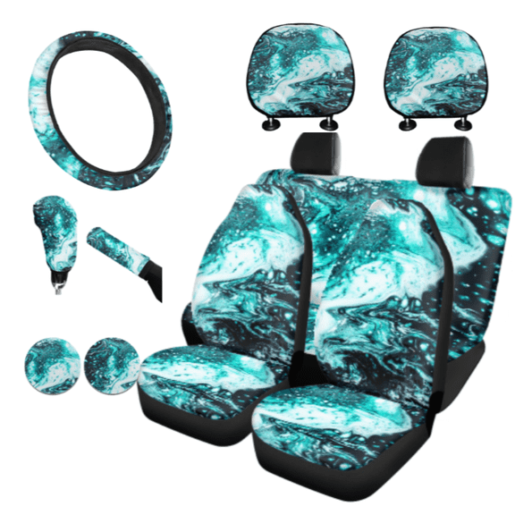 Binienty Breathable Car Seat Cover Set, with Car Headrest Covers Car Coasters Car Headrest Pillow Cases, 11 pcs, Fit for Cars