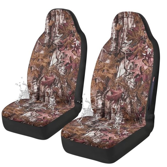 Binienty Camo Branch Hunting Auto Front Seat Covers 2 Pack Waterproof Breathable Car Bucket Seat Protectors Washable Car Interior Accessories Universal for SUV Truck Van