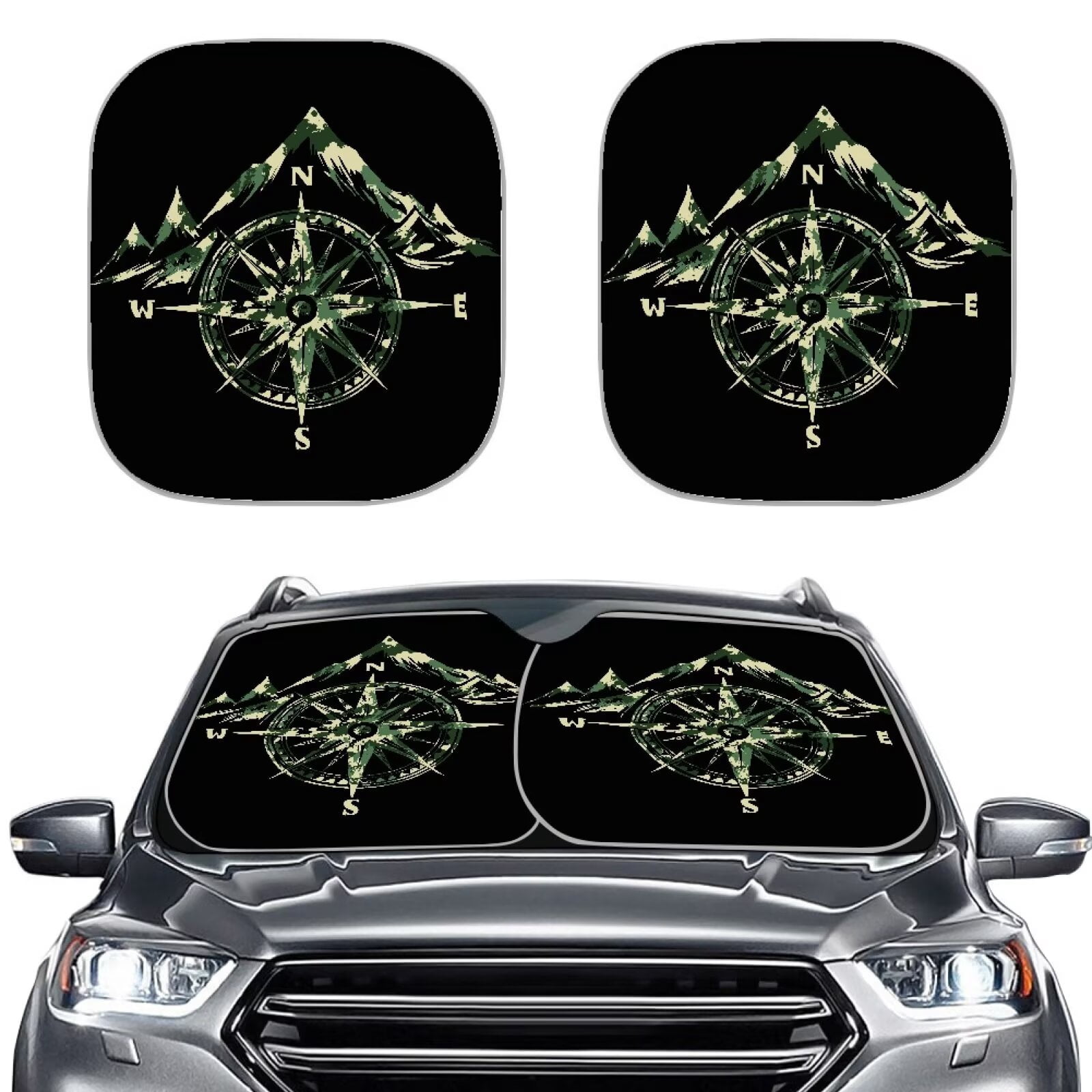 Binienty Camouflage Compass Windshield Sun Shades Front Windshield ...
