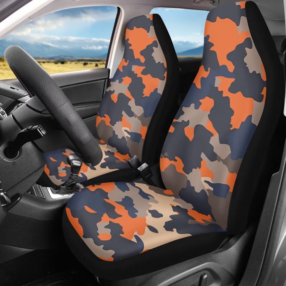 Binienty Camouflage Print Protective Seat Covers For Car Seats Cloth Anti-Slip Breathable Washable Vehicle Seat Cushions Universal for Most Vehicles