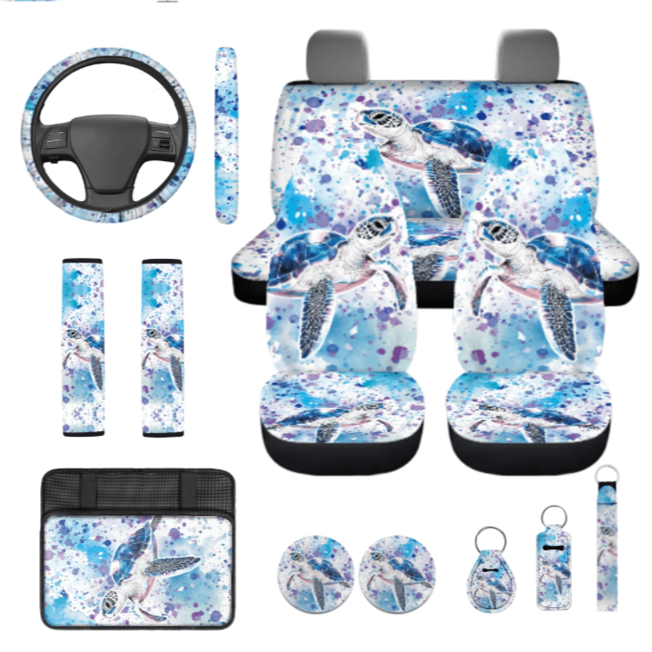 Binienty Car Accessories, with Car Seat Covers Set Lipstick Cover, Set of 13 Safe Suitable for Sedan Vehicles