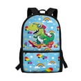 thumbnail image 1 of Binienty Cartoon Dinosaur Skateboard Kids Backpack for Boys Girls 4-9, 17 Inch Large Capacity School Bookbag with Adjustable Shoulder Straps Front Zipper Pocket for Primary School, 1 of 6