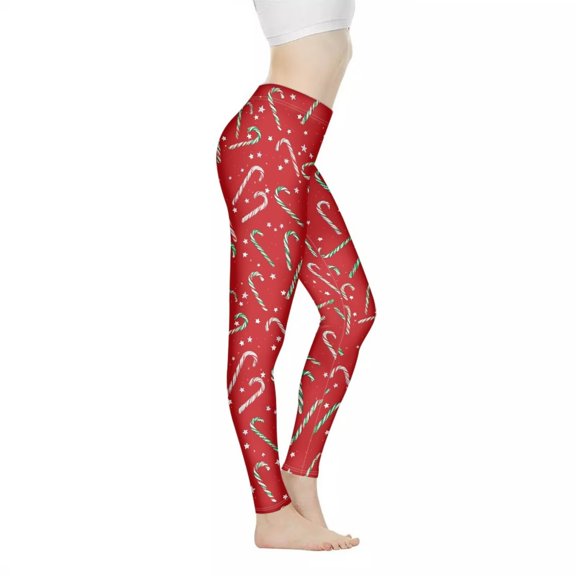 Binienty Christmas Candy Cane Leggings for Women Tummy Control Soft Comfortable Womens Yoga Leggings High Waisted Butt Lifting Shapewear Gym Athletic Active Wear Christmas Clothes for Ladies Teens
