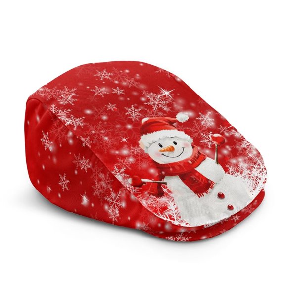 Binienty Christmas Snowman Print Newsboy Cap for Men Adjustable Breathable Soft Cozy Irish Gatsby Cabbie Hat for Holiday Party Winter Outdoor Walking Travel