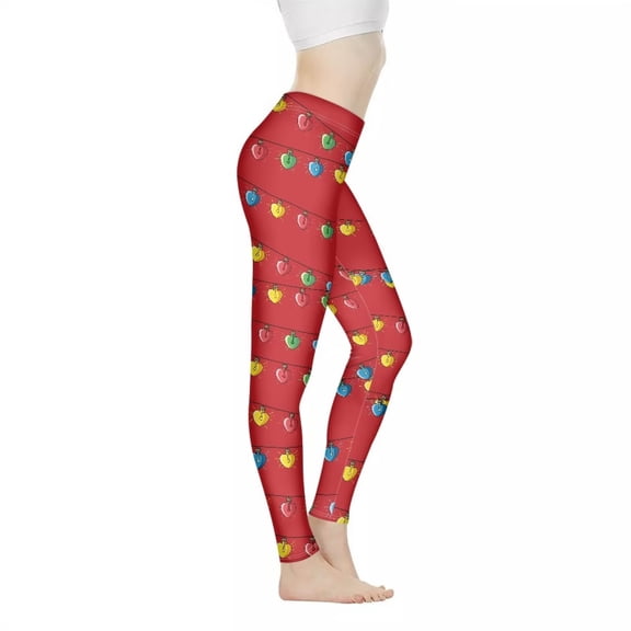 Binienty Christmas Yoga Leggings for Women Tummy Control Soft Comfortable Christmas Lights Workout Leggings Women High Waist Compression Gym Activewear Athletic Trousers for Exercise Travel Everyday