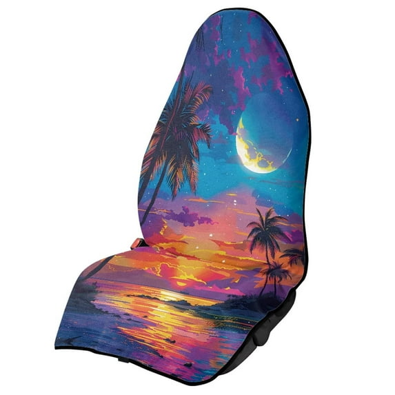 Binienty Coconut Tree Car Seat Sweat Towel Cover Post-Workout Tropical Palm Tree Sunset Waterproof Sweating Car Seat Cover for Cars SUV Truck Front Seats Only
