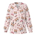 thumbnail image 1 of Binienty Cute Corgi Print Women Long Sleeve Medical Scrub Jacket Soft Wrinkle Resistant Fabric, Relaxed Fit for All Body Types, Suitable for Nurse, Dental, Veterinary Staff Daily Work Wear, 1 of 7