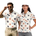 thumbnail image 1 of Binienty Cute Dog Paws His and Hers Matching Outfits Classic Fit Zip Up Collar Shirts Workout Tops for Women and Men Athletic Short Sleeve Athletic Tops for Workout Sports, 1 of 7