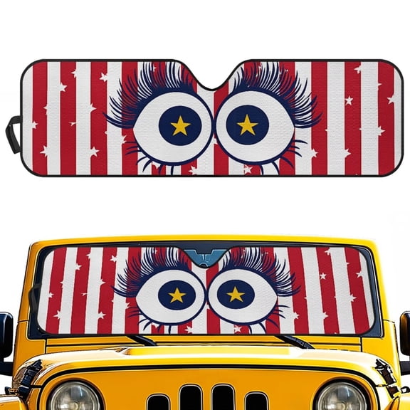 Binienty Cute Eyes Sun Shade For Car Windshield Funny for Jeep Wrangler TJ JK JKU 1997-2018 Car Front Windshield Sun Shade 52x16 Inches Automotive Sunvisor Protector Foldable
