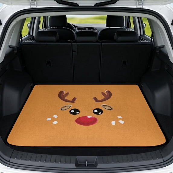 Binienty Cute Reindeer Print Rear Trunk Cargo Liner, 29" x 39" Universal Fit Anti-Slip Backing Car Trunk Protector, Stylish Interior Accessory for SUV Sedan Truck Vehicle Use