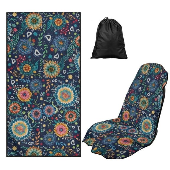 Binienty Dahlia Floral Car Seat Cover Towel Blue Car Seat Cover Protector Front Seats Only Auto Bucket Seats Towel Cover for Swimming Pool Camping Beach