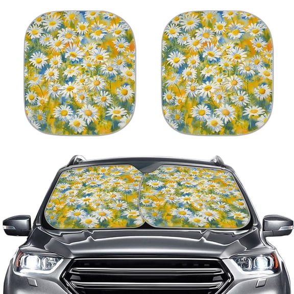 Binienty Daisy Sun Visor for Car Windshield Foldable Windshield Sunshade Car Front Sunshade Blocks Sun Visor Easy Installation Sun Shade for UV Protection 28.5x25.5 inch