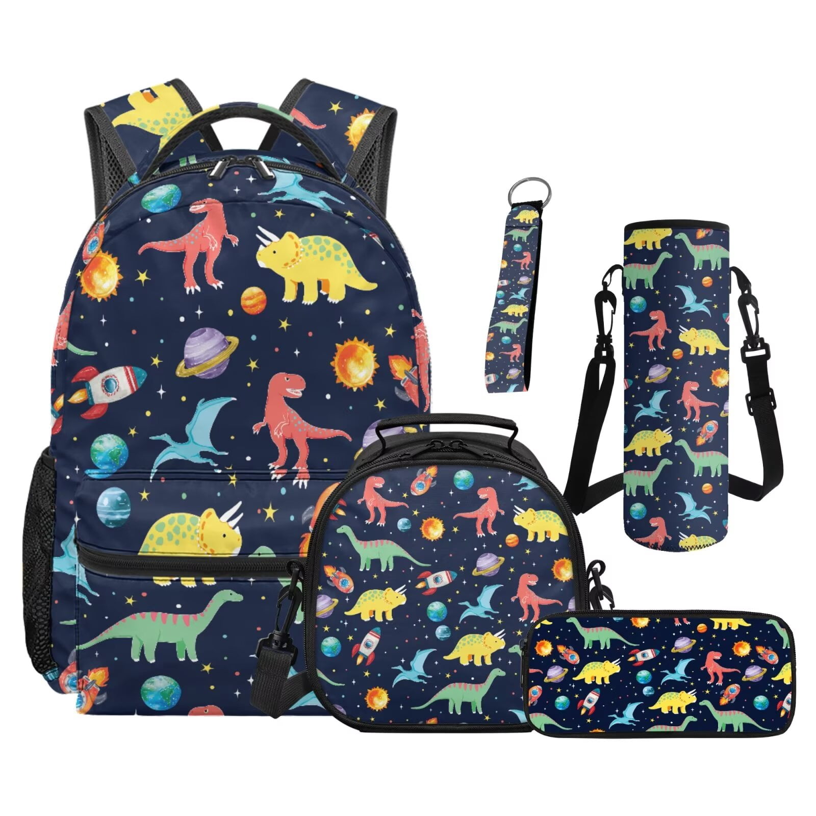 Binienty Dinosaur Print Girls Book Bag With Lunch Box For Girls 8-10 ...