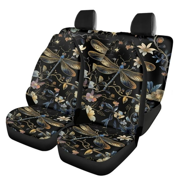 Binienty Dragonfly Car Seat Covers Full Set, Automotive Seat Covers Accessories, Breathable Front Car Seat Cover Pack of 4 Car Seat Protector Cushion Pad Mat Easy to Install