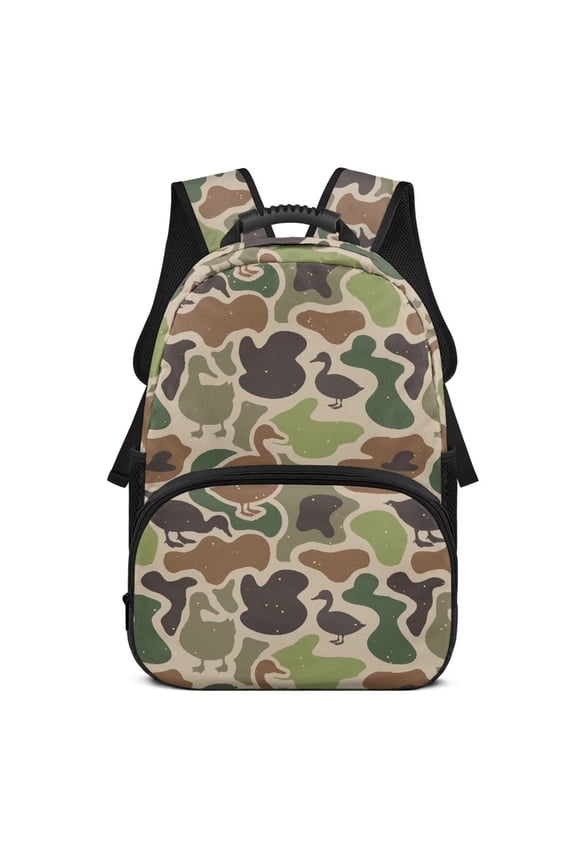 Duck Camo School Backpack for Girls Age 8-10 Heavy Duty 17 Inch Bookbag with Laptop Compartment Rucksack Back to School Gifts for Students