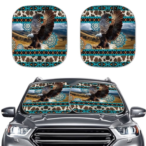 Binienty Eagle Car Visors Sun Shade for Front Windshield Aztec Automotive Interior Sun Protection Auto Sunshades Front Windshield Heat Reflector-Keep Your Vehicle Cool