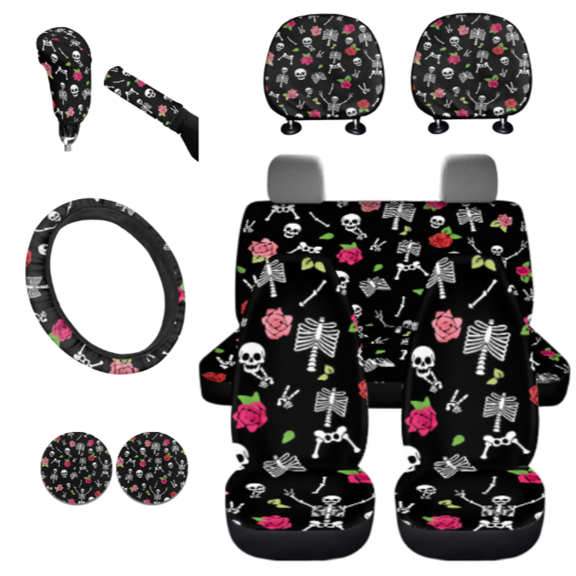 Binienty Easy Install Car Accessories Full Set, with Car Headrest Pillow Protectors Handbrake Protector Car Cup Coasters, 11 pcs, Fit for Trucks