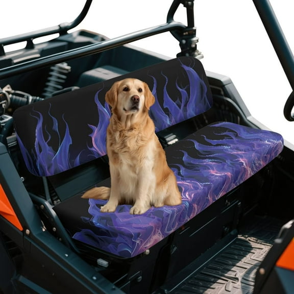 Binienty Flame Print UTV Replacement Seat Covers Universal Fit for Kawasaki Mule 3020 2001-2003/4010 4x4 2009-2023 2025 Anti-scratch Polyester UTV Bench Seat Cover for Mule Accessory Parts
