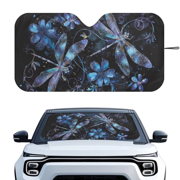 Binienty Floral Dragonfly Windshield Sunshade Car Foldable Uv Ray Reflector Auto Front Window Sun Protection UV Rays Protection Automotive Interior Heat Reflector