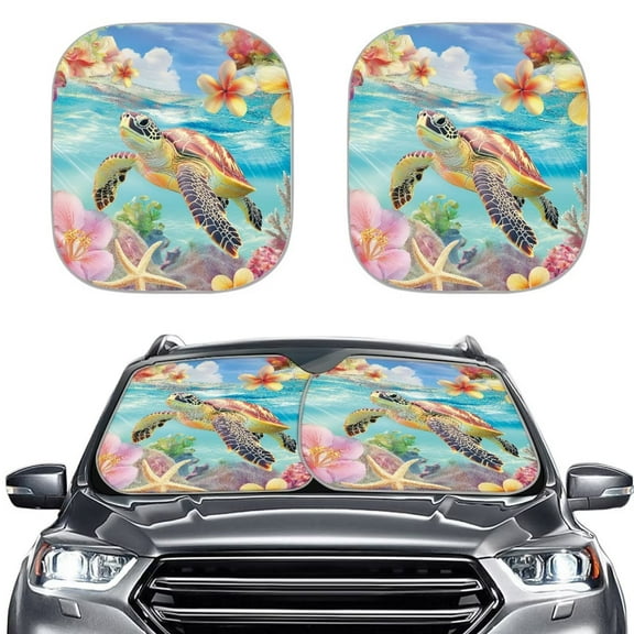 Binienty Flower Turtle Windshield Sun Shade Folding Car Window Shades for Front Window Easy to Install Removable and Heat Reflector Windshield Cover Fit Women Men