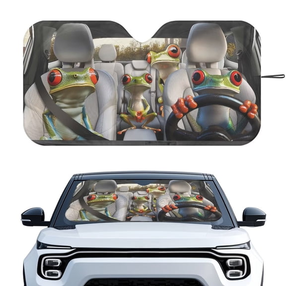 Binienty Frog Windshield Sun Shade Funny Car Front Windshield Sun Visor Reflective Blocks Heat Shield Universal for Auto Truck Van SUV