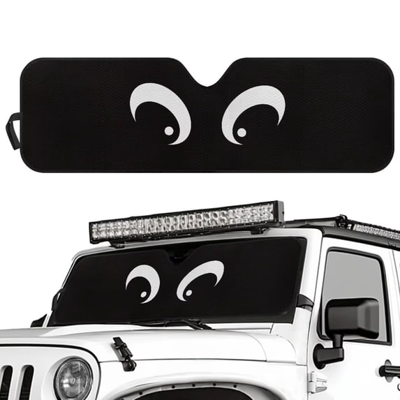 Binienty Funny Eyes Car Windshield Sun Shade for 2018-2024 2025 Jeep Wrangler JL / 2020-2024 Jeep Gladiator JT Heat Blocking Car Sun Protection Windshield Auto Accessories Interior Decor