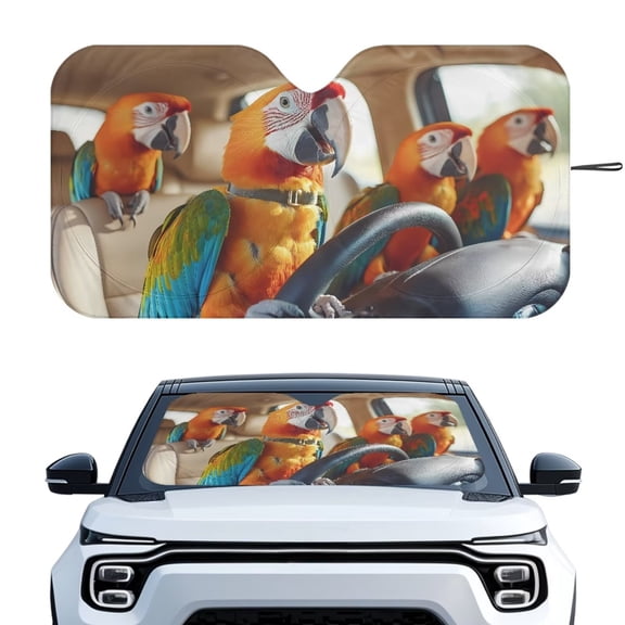 Binienty Funny Parrot Car Windshield Sunshade Funny Auto Sun Visor Blockers UV Rays Reflective Heat Automotive Interior Sun Protection Accessories