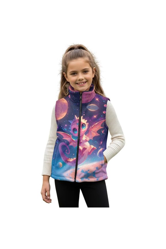 Galaxy Cat Girls Vest Jacket 3T Toddler Cute Fashion Fluffy Band Collar Fleece Vests Little Kids Thick Comfy Coat Warm Children Fall Winter Clothes