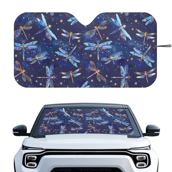 Binienty Galaxy Dragonfly Front Windshield Sun Shade Lightweight Portable Car Window Sun Shield Blocks Heat and Sun for Big Sedan SUV Auto Interior Protector