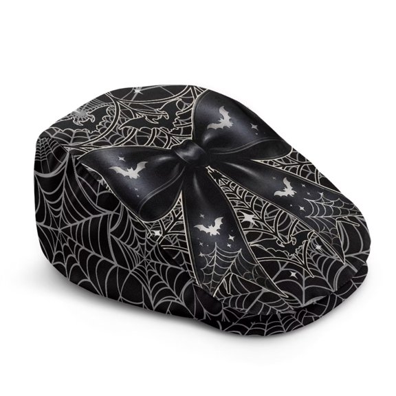 Binienty Gothic Spider Web Bow Bat Print Newsboy Cap for Men Adjustable Breathable Soft Irish Gatsby Hat Lightweight Cabbie Cap for Halloween Party Cosplay Daily Wear
