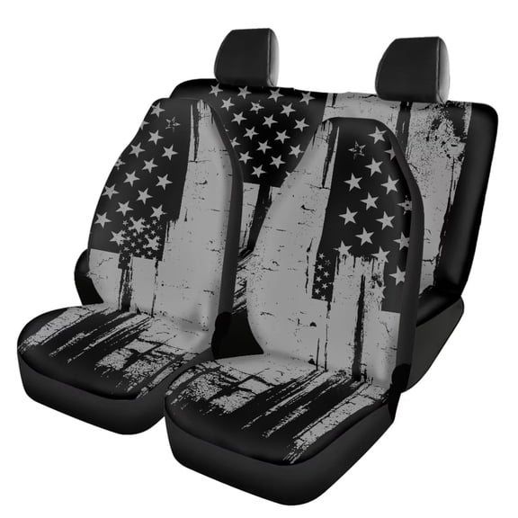 Binienty Gray Flag Print Car Seat Covers Sets 4Pcs Front Seat Protector Carseat Rear Split Bench Cover Universal Vehicle Seat Protector Fit Most Car, Truck, Suv, or Van