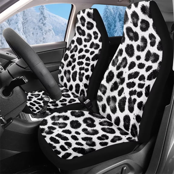 Binienty Gray Leopard Car Seat Covers Automotive Interior Decor Auto Seat Cover Soft Fluffy Vehicle Bucket Cover Stretchy Cloth
