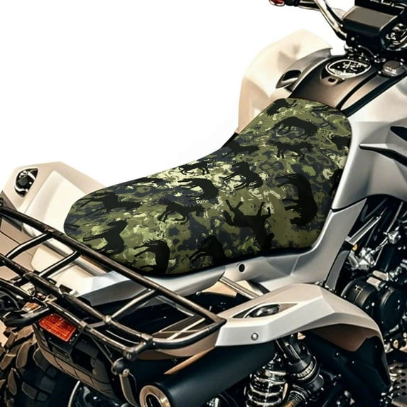 Binienty Green Camo ATV Motorcycle Seat Cushion Cover Horse Print 4 Wheeler Accessories ATV Seat Cover Replacement Compatible with Sportsman Rancher Foreman Scrambler