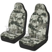 Binienty Grey Camo Car Seat Covers Front Seats Only Washable Thin Car Seat Covers 2 Pack Automotive Bucket Cushions Universal for Cars SUV Truck Van Sedans