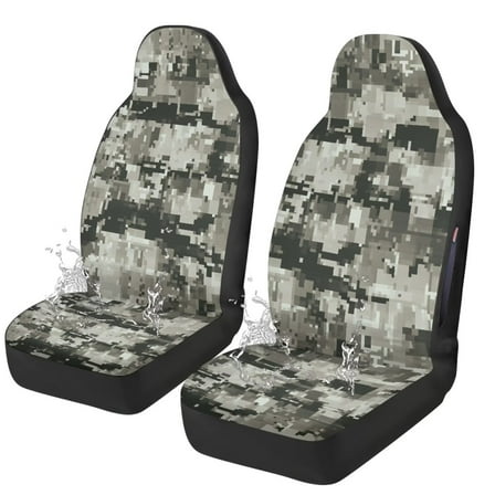 Binienty Grey Camo Car Seat Covers Front Seats Only Washable Thin Car Seat Covers 2 Pack Automotive Bucket Cushions Universal for Cars SUV Truck Van Sedans