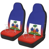 Binienty Haiti Flag Front Car Seat Covers Airbag Friendly Breathable Cloth Auto Seat Covers High Back Waterproof Car Bucket Cover 2 Piece Auto Accessories for SUV Truck Van