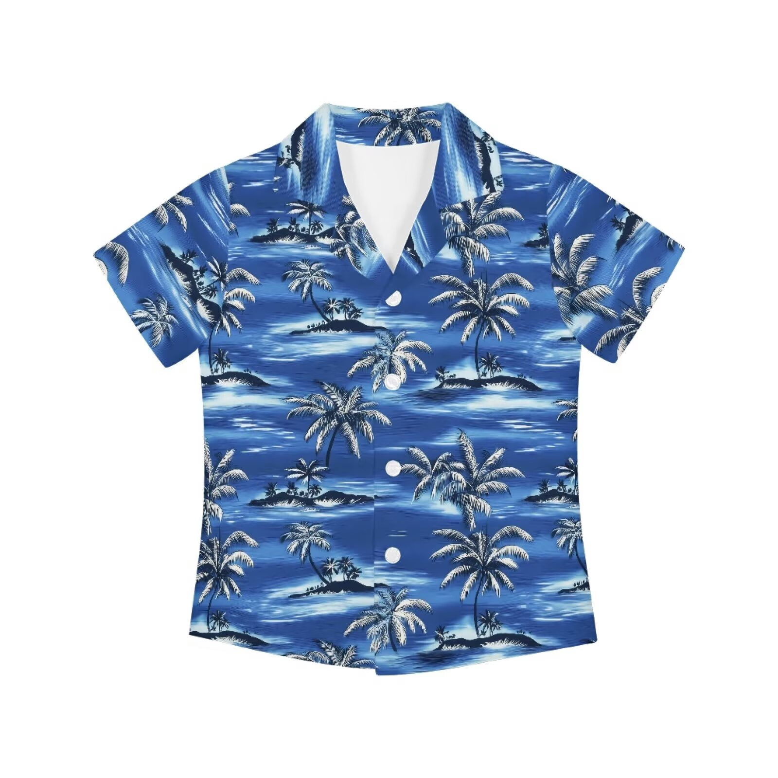 Binienty Hawaiian Shirts For Girls And Boys Blue Tropical Palm Tree ...