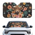 thumbnail image 1 of Binienty Highland Cow Car Windshield Sun Shade Hippie Floral Car Sun Shade UV Block Front Window Heat Insulation Protection Universal Automobile Interior Accessories for Women, 1 of 8