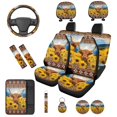 thumbnail image 1 of Binienty Highland Cow Print Car Seat Covers Full Set with Armrest Cover Steering Wheel Cover Headrest Covers Seat Belt Pad Removable Aztec Sunflower Car Interior Accessories for Women, Easy Install, 1 of 8