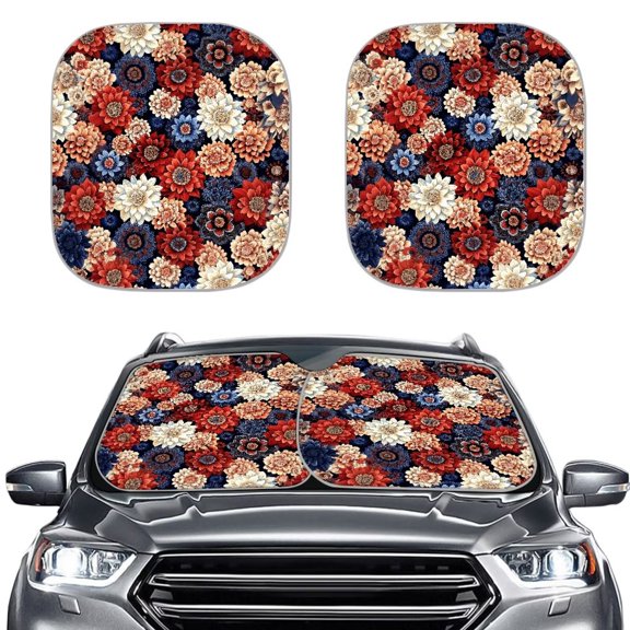 Binienty Hippie Flower Car Sun Shade for Windshield Sun Shield for Front Window Blocks UV Rays Soft Heat Reflector-Keep Your Vehicle Cool Car Interior Accessories for Sun Heat