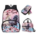 thumbnail image 1 of Binienty Horse Backpack for Girls 10-12 Cherry Blossom Kids Backpack And Lunch Box Set 4th Grade Bookbag for Girls Boys 17 Inch Rucksack with Laptop Compartment and Side Pockets, 1 of 7