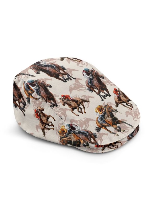 Horse Racing Print Men's Irish Gatsby Hat Adjustable Breathable Lightweight Ivy Cabbie Cap for Equestrian Events Daily Wear Outdoor Travel Golf Fishing