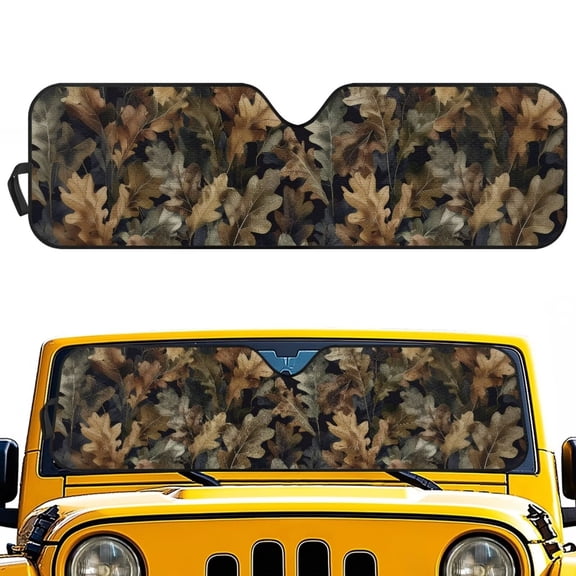Binienty Hunting Camo Forest Windshield Sun Shade for 1997-2017 Jeep Wrangler Rubicon Sahara TJ JK JKU 2/4 Doors Automotive Window Sunshades Front Windshield Sunshade Car Accessories