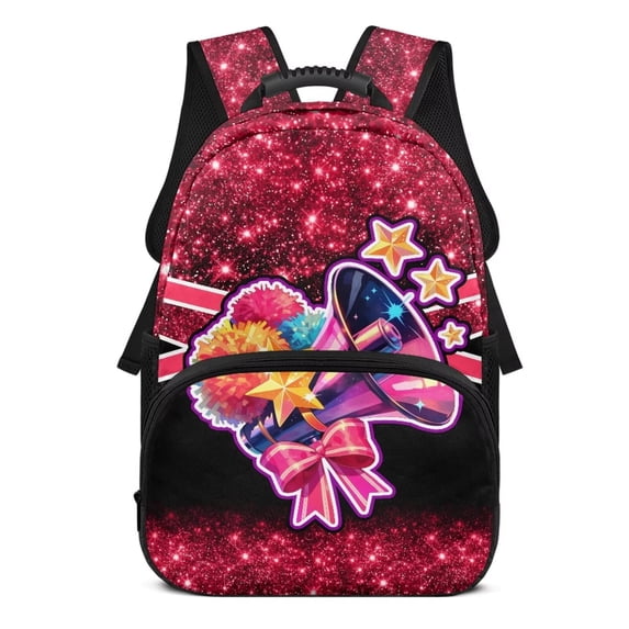 Binienty Kids School Backpack Cheering Squad Glitter Bookbag for Girls Large Capacity Lightweight Bookbag with Front Pockets Daypack Elementary Middle High School Supplies