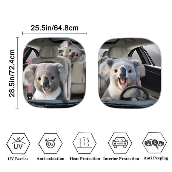 Binienty Koala Car Windshield Sun Shade Covers Visors Auto Front Window Sunscreen Funny Automotive Sunvisor Protector Foldable Removable Automotive Accessories