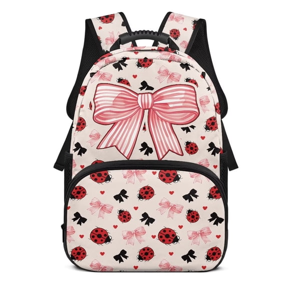 Binienty Ladybug Bow Boys Bookbag Primary School Large Capacity Heavy Duty Backpack with Laptop Compartment Kids Rucksack Daypack Children Back to School Gifts