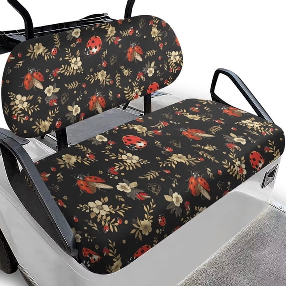 Binienty Ladybug Print Golf Cart Towel Seat Covers 2 Passenger Universal Golf Cart Seat Cover Blanket, Comfortable Bench Protector Elastic Fabric, Easy to Install & Clean