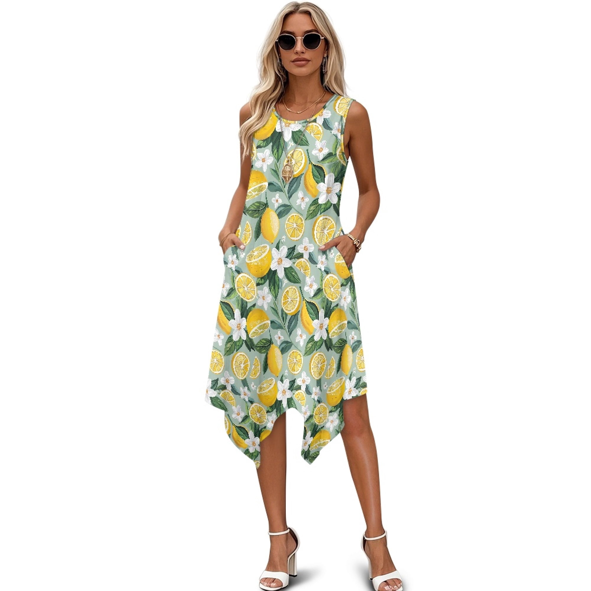 Work Sundresses Binienty Lemons Sleeveless Dresses for Work Cocktail Party, Irregular ...