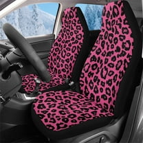 Binienty Leopard Pink Car Seat Covers for Women Front Seats Fluffy Auto Seat Covers Set Removable Vehicle Bucket Cushion For Truck SUV Sedans